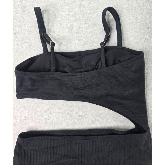 NWOT Shade & Shore Black Ribbed One-Piece Cut Out Swimsuit Size S - Picture 8 of 9